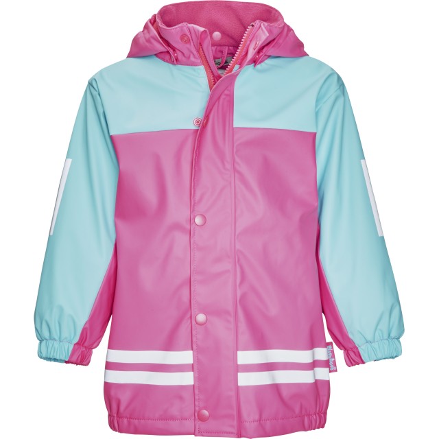 Otroški dežni komplet basic s flis podlogo turkizno moder/pink 408680