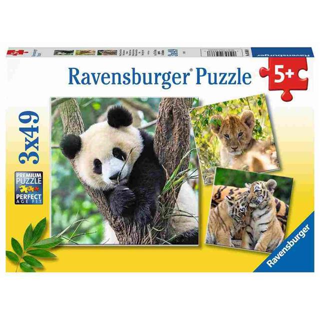 Sestavljanka Panda, lev, tiger 3x49d
