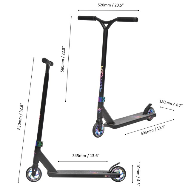 Skiro za trike Invert Stunt Scooter V2 - TS-2  - Black Neo Chrome 47451