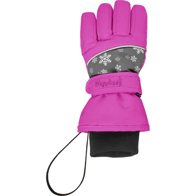 Rokavice smučarske za otroke 5 prstne snežinke pink