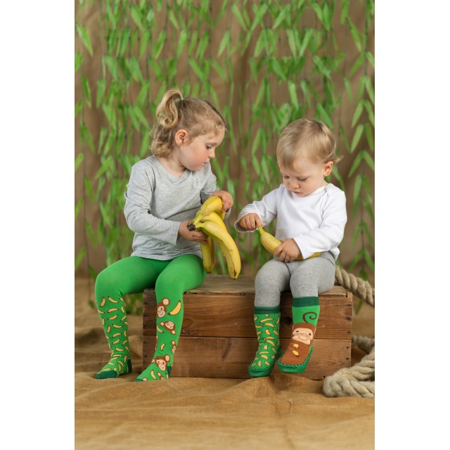 Otroški copati nogavice opica zeleni 481203