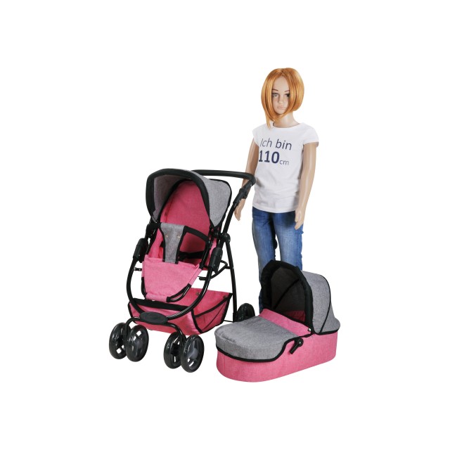 Knorrtoys voziček za punčke - lutke majhen Coco - Jeans Pink 90720