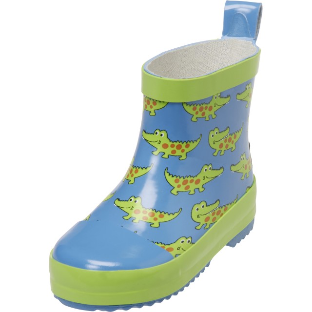 Otroški gumijasti dežni škornji krokodil - nizki modri zeleni 180374