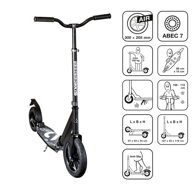 Skiro Six Degrees 300 mm all terrain AIR črn 572