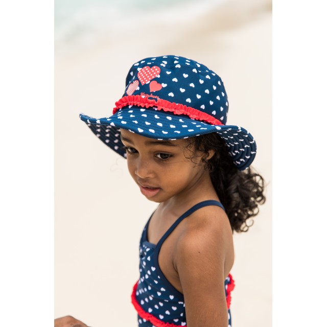 UV zaščitni otroški klobuk srčki moder 461247