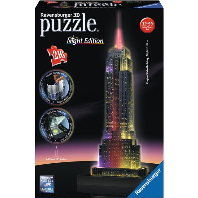 Ravensburger sestavljanka 3D Empire State Building ponoči 216d