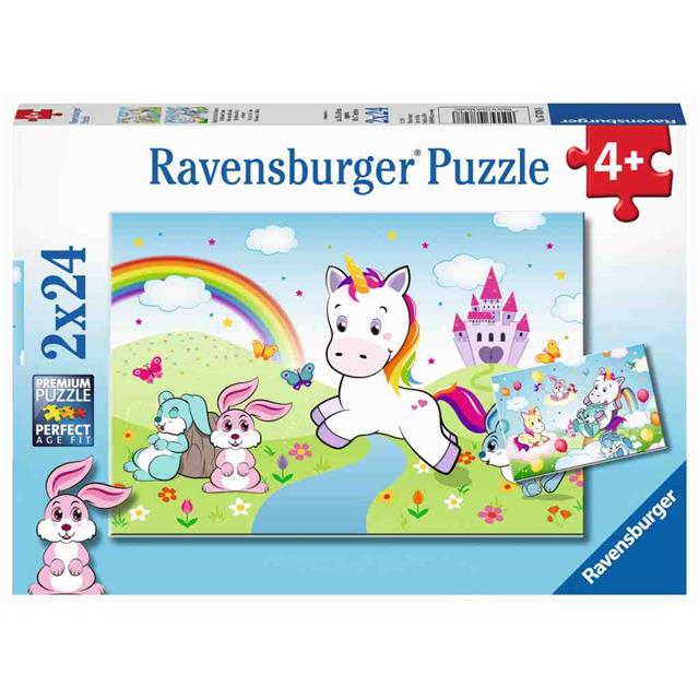 Ravensburger sestavljanka Mali otroški samorog in prijatelji 2x24