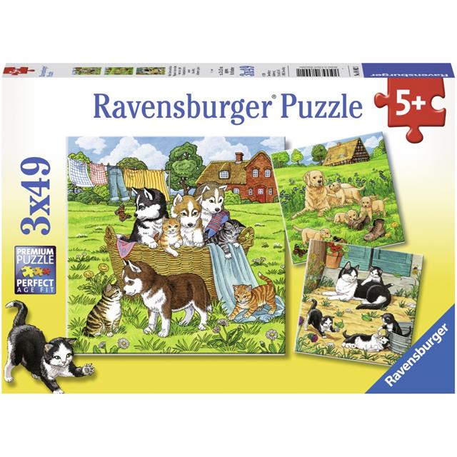 Ravensburger sestavljanka Mački, Psi&družina 3x49d
